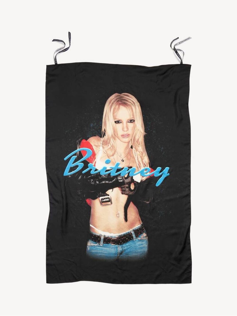 Balenciaga Black Sateen Printed Britney Spears Series Flag Scarf